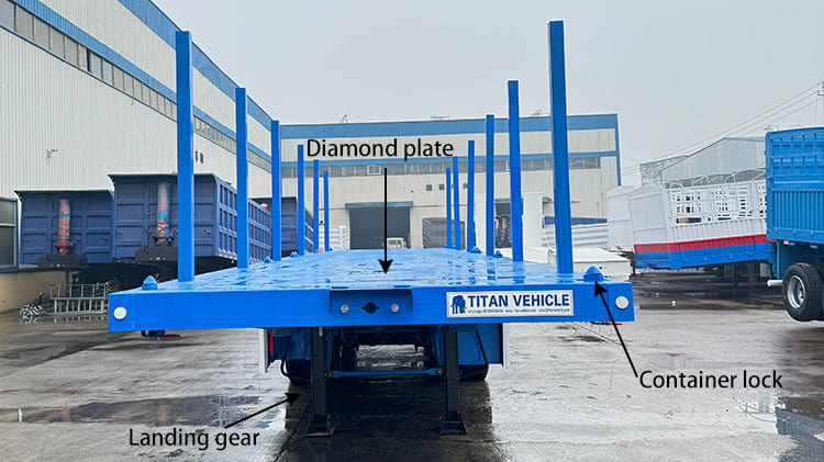 4 Axle Semi Truck Flatbed Trailer for Sale in Côte d'Ivoire with Stakes