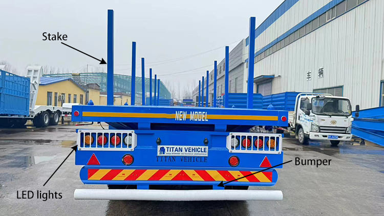 4 Axle Semi Truck Flatbed Trailer for Sale in Côte d'Ivoire with Stakes