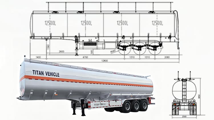 TITAN 3 Axle 50000L Fuel Tanker Semi Trailer for Sale
