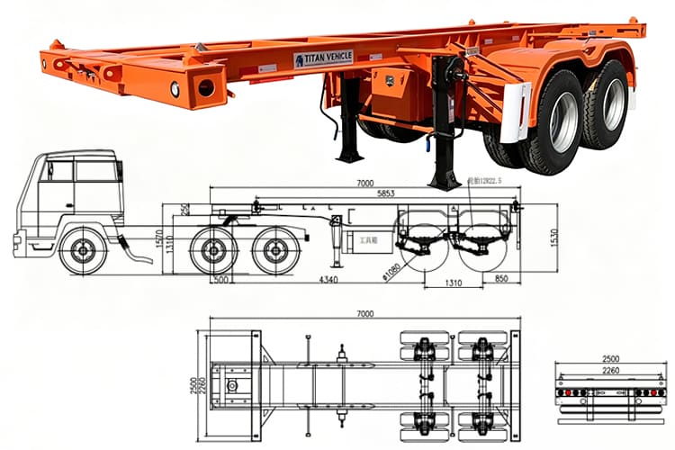 TITAN 2 Axle 20FT Skeletal Trailer for Sale in Costa Rica