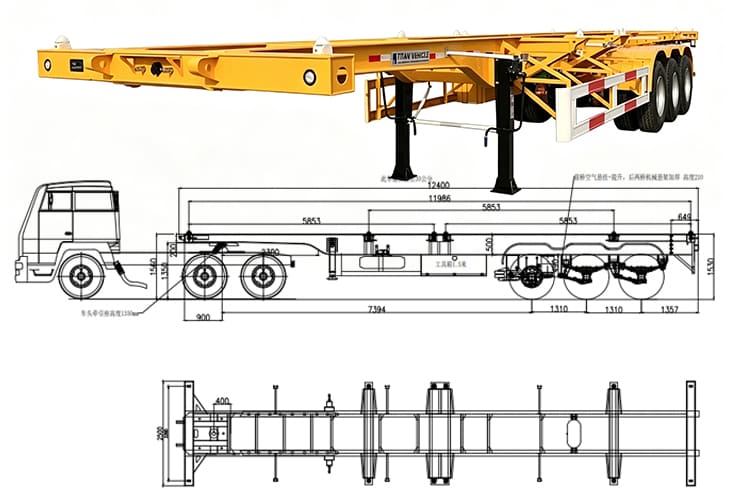 TITAN Tri Axle 40FT Container Chassis Trailer for Sale in Guam